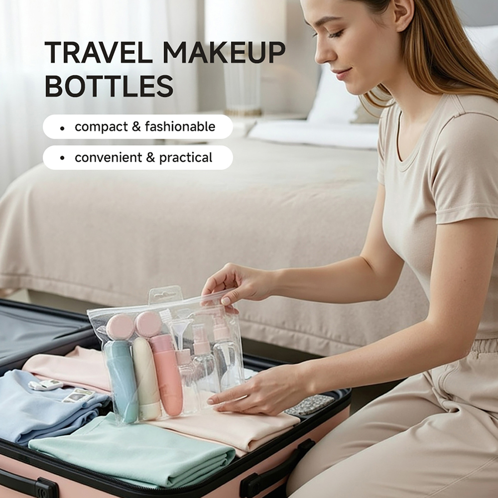 Living and Home Leakproof Toiletry Travel Bottle Set with Funnel and Labels Image 6