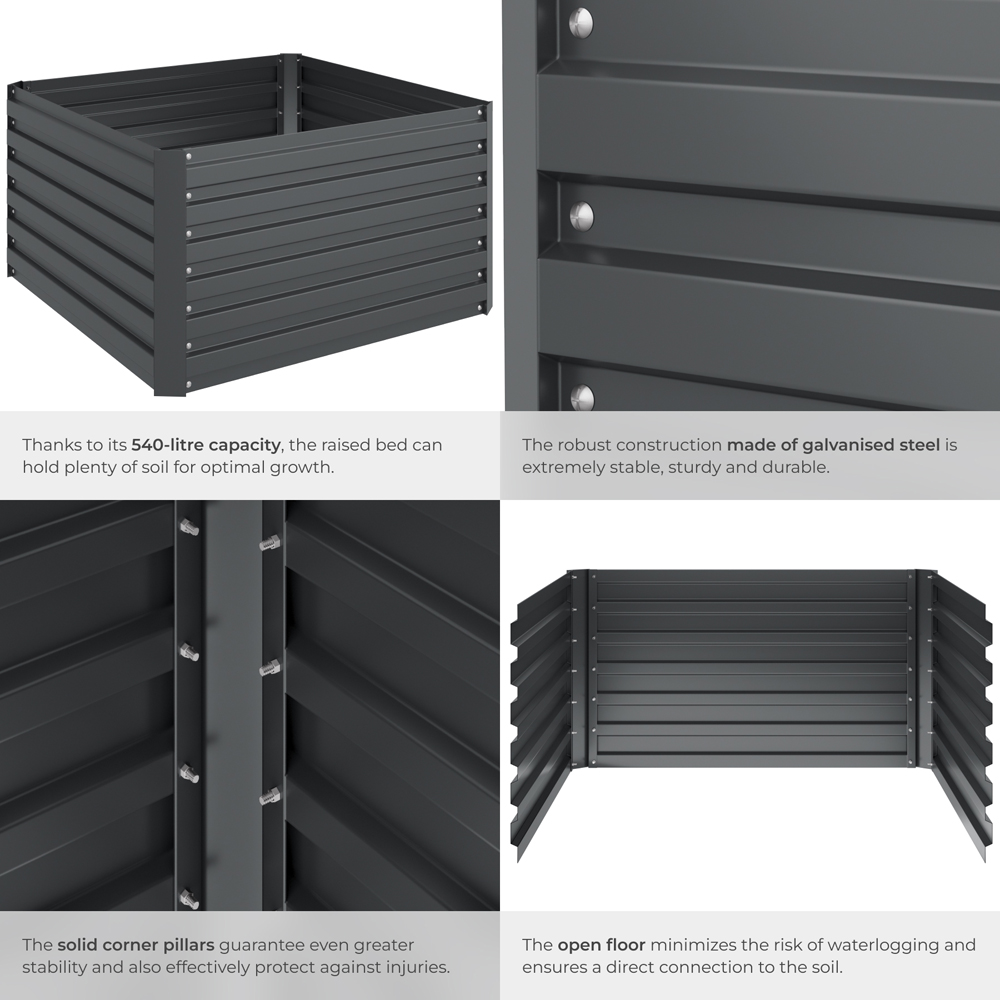 tectake Galvanised Raised Bed 540L Image 4