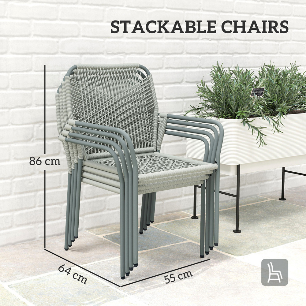 Outsunny 4 Seater PE Rattan Garden Dining Set Light Grey Image 8