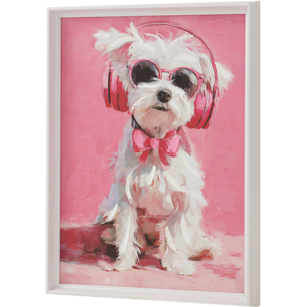 Poised Pink Maltese Dog Framed Art Image 5