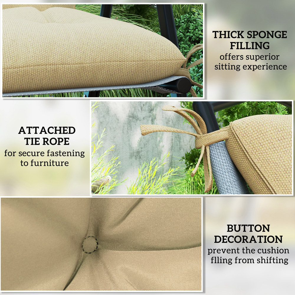 Outsunny Khaki Garden Chair Cushions 49 x 50cm 2 Pack Image 7