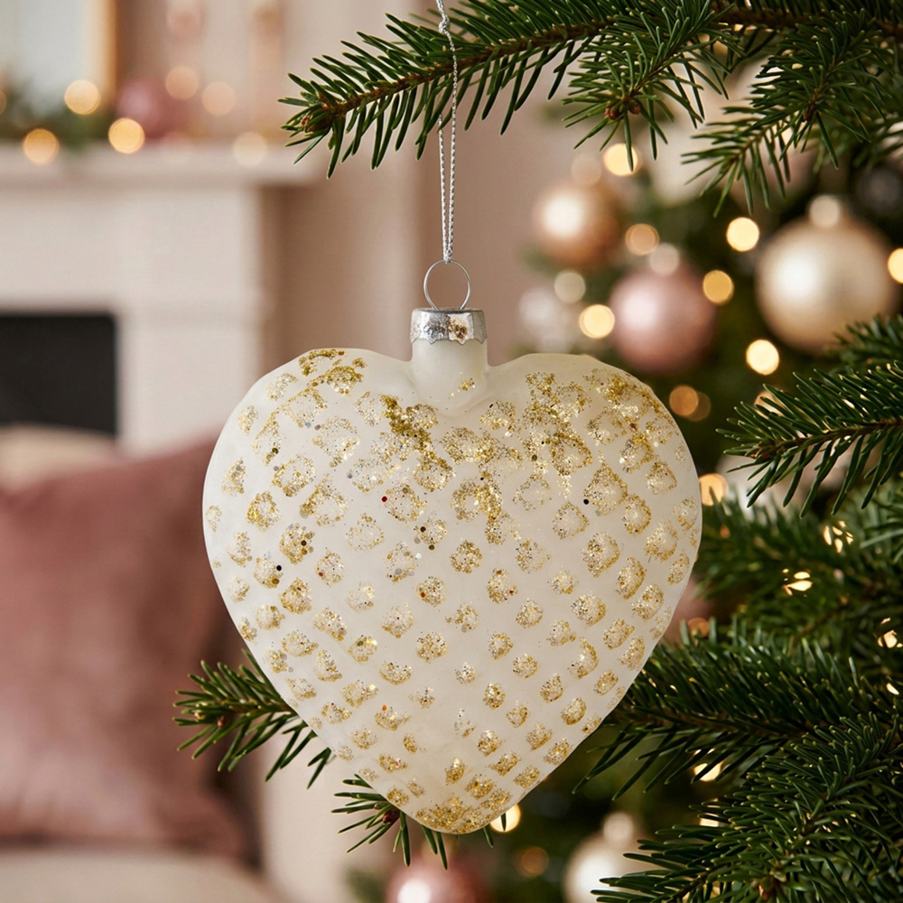 Glitter Ridged Heart Decoration Image 2