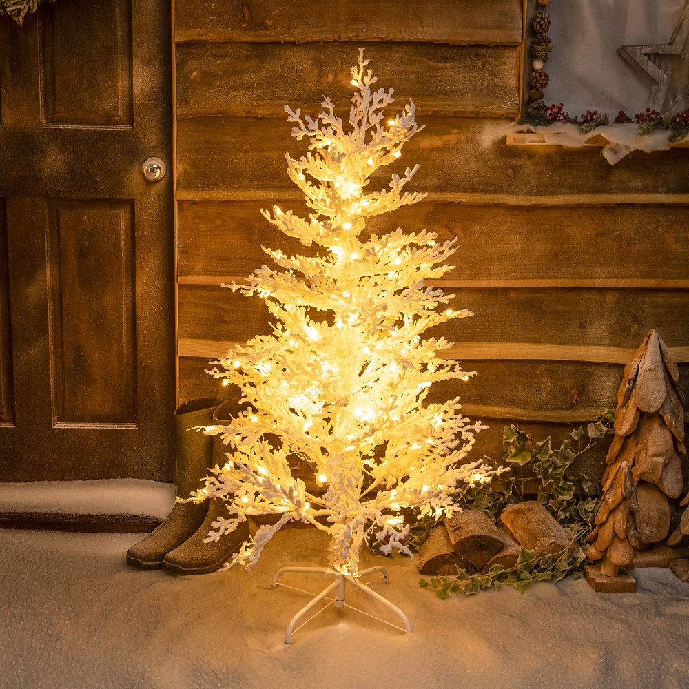 The Christmas Centre 150 Warm White LED Pre-Lit Snow Effect Light-Up Xmas Tree 4ft Image 8