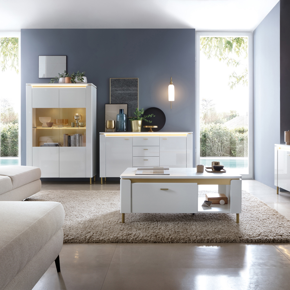 Furniture To Go Lazio Vitrin 2 Door Alpine White Cabinet Image 5