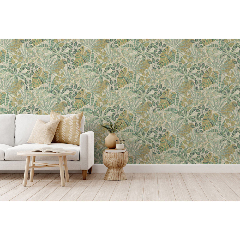 Esselle Home Kirra Leaf Citrus and Green Wallpaper Image 7