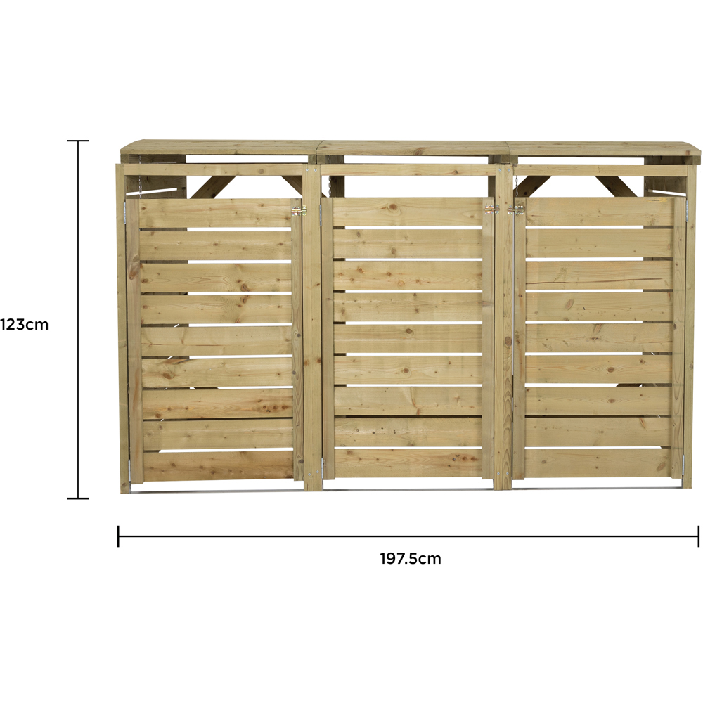Charles Bentley Wood Triple Bin Storage Cupboard Image 8