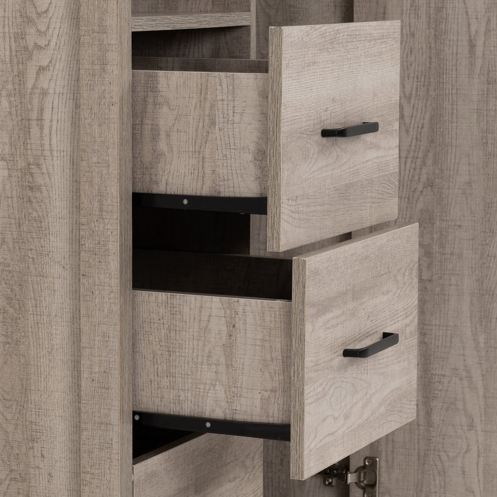 Seconique Oliver Single Door 3 Drawer Light Oak Effect Wardrobe Image 7