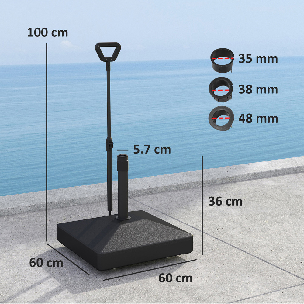 Outsunny Black Fillable Parasol Base with Wheels Image 7
