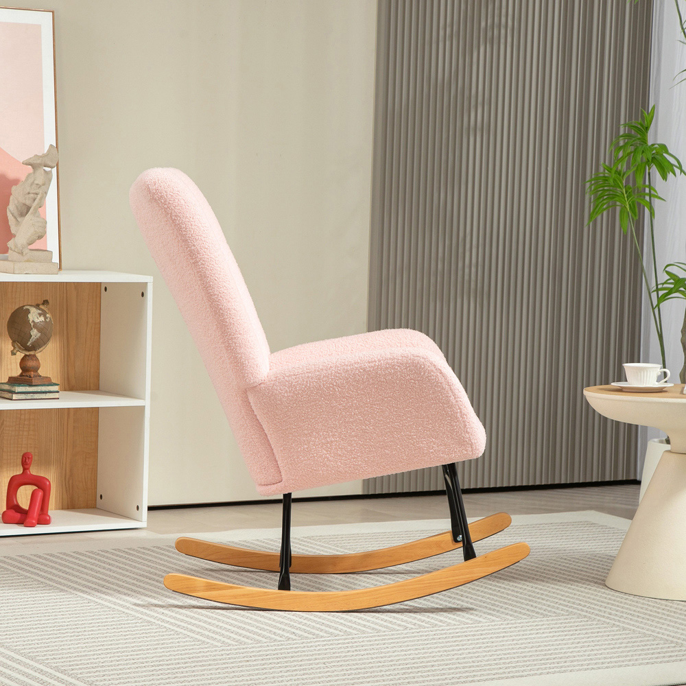 Portland Light Pink Modern Rocking Chair with Backrest Image 6