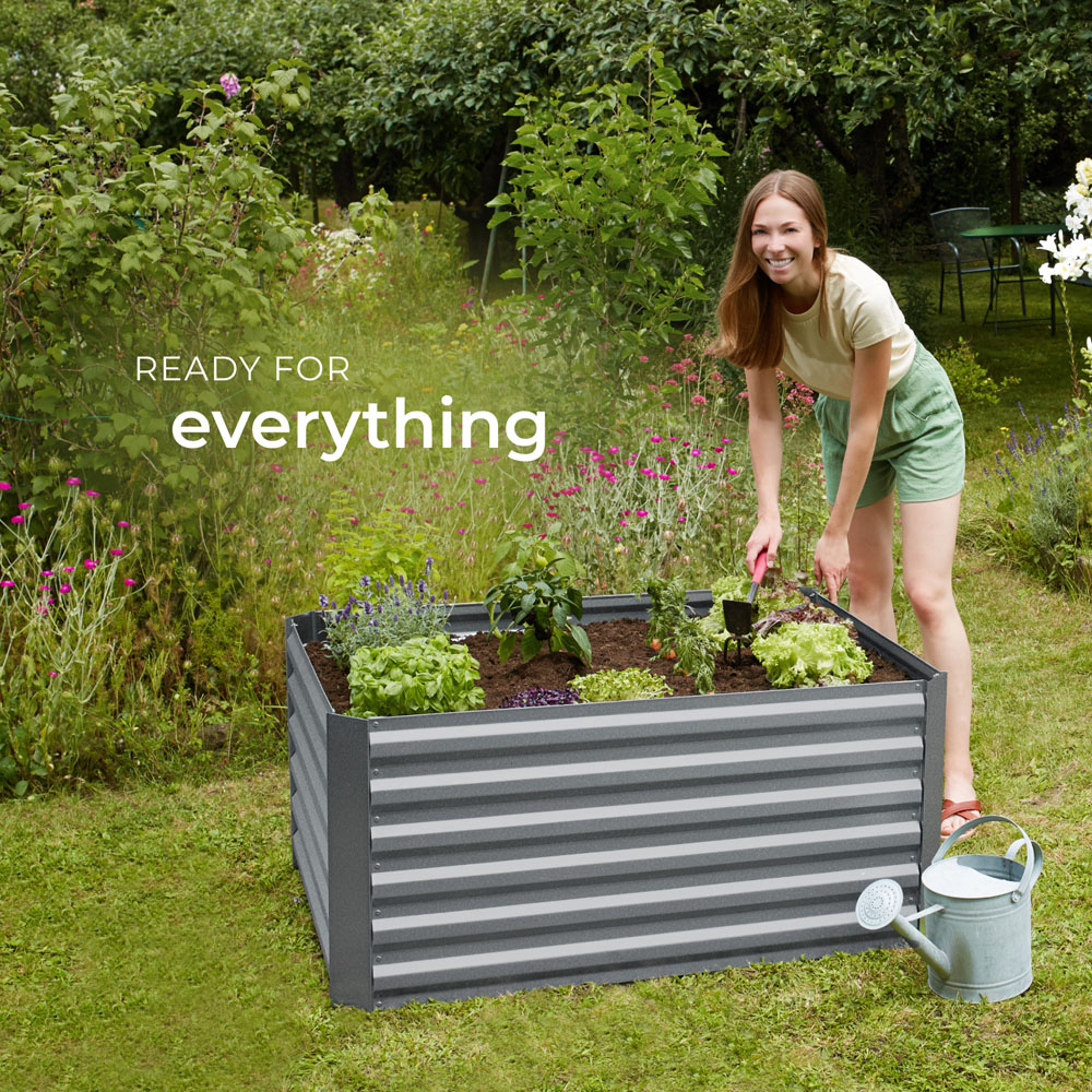 tectake Salvia 90 x 120cm Silver Galvanised Steel Raised Garden Bed Image 3