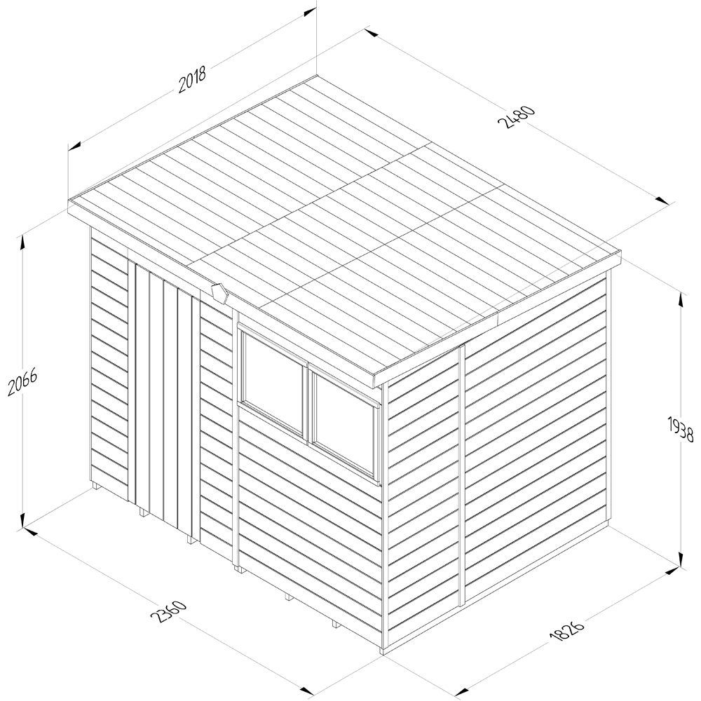 Forest Garden Timberdale 8 x 6ft 2 Opening Pent Shed Image 9