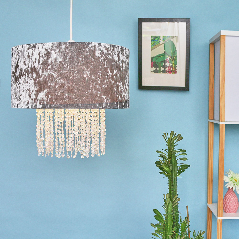 ValueLights Boland Silver Velvet Droplets Pendant Shade Image 2