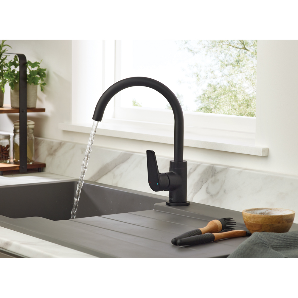 Bristan Raspberry Matt Black Easyfit Kitchen Mono Sink Mixer Tap Image 8