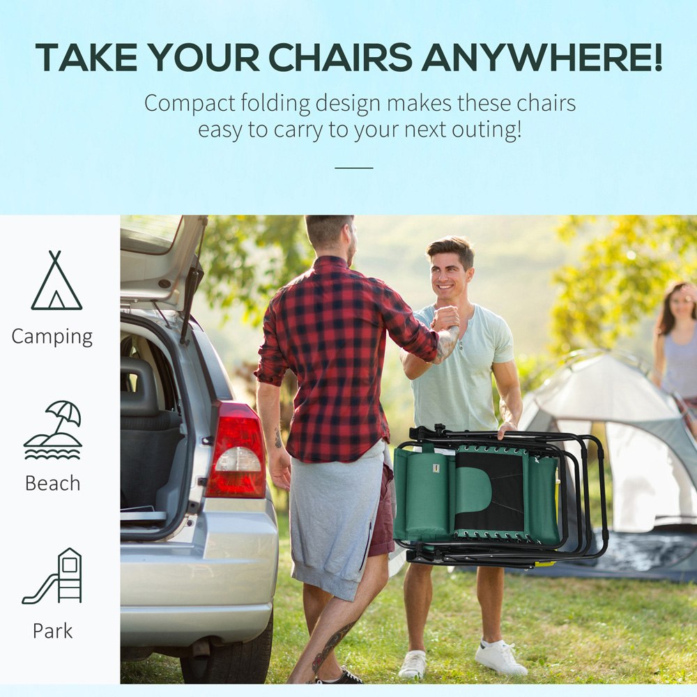 Outsunny Green Zero Gravity Folding Recliner Chair with Cup Holder Image 5