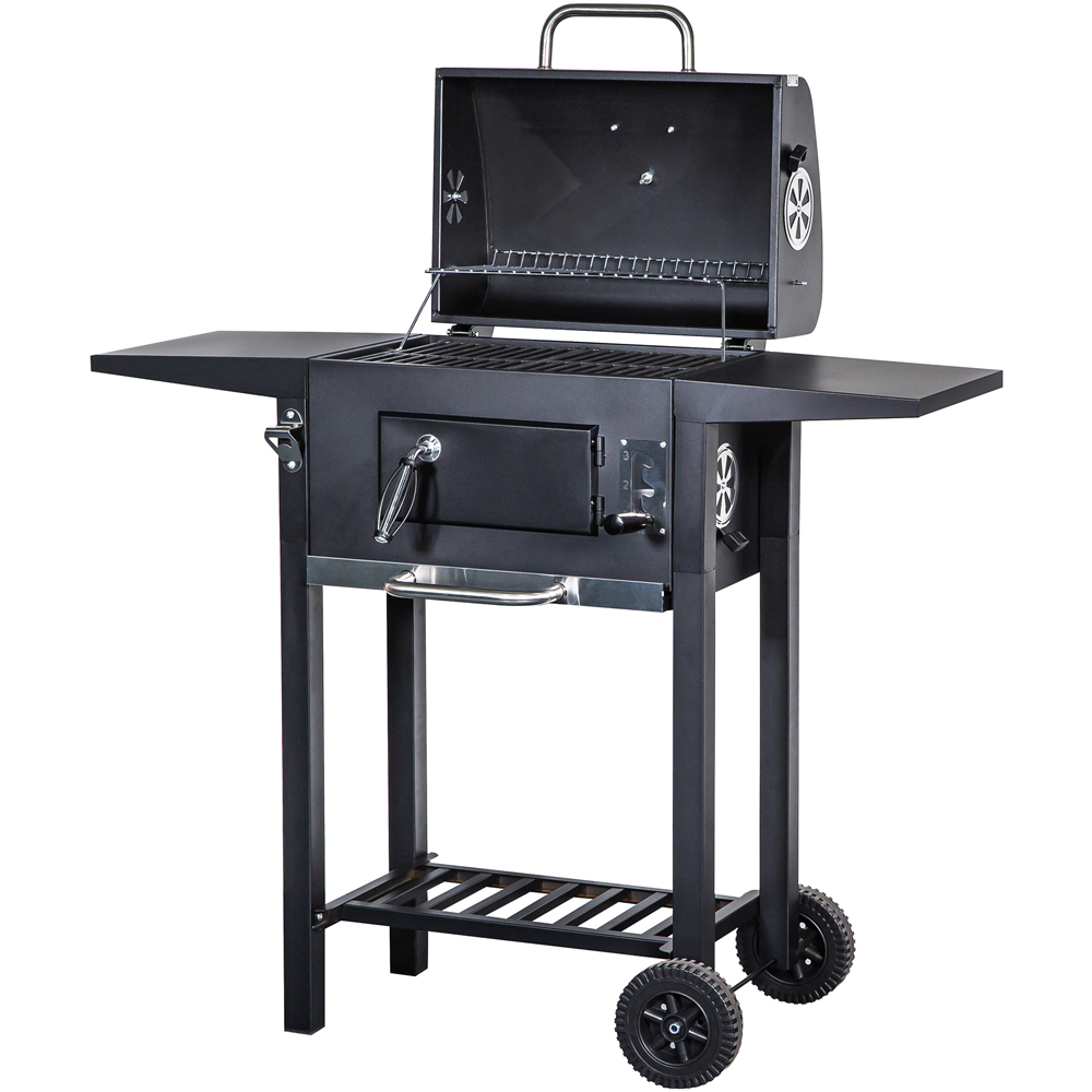 George Foreman Black Large Charcoal Barbecue with Adjustable Grill Image 3