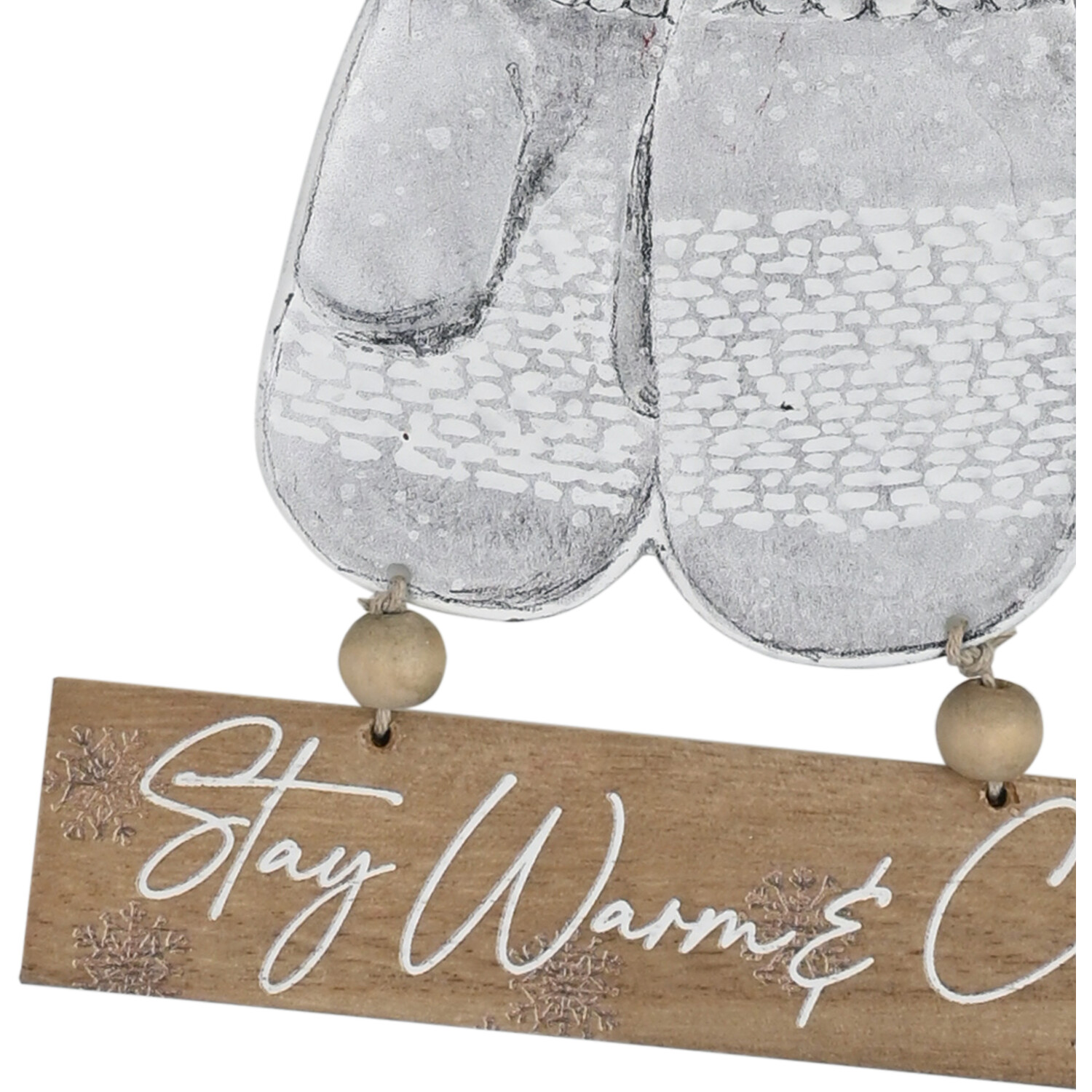 Rustic Mitten Hanging DecorationSilver or White Image 3