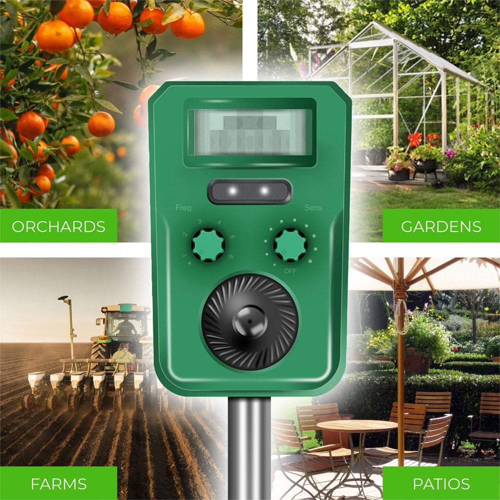 St Helens Green Solar Powered Ultrasonic Strobing Animal Repeller Image 3