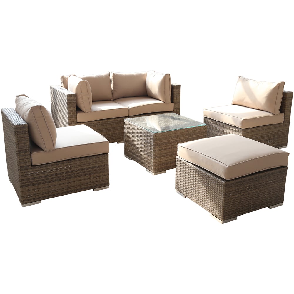 Furniture One 5 Seater Yellow Rattan Garden Sofa Set Image 4