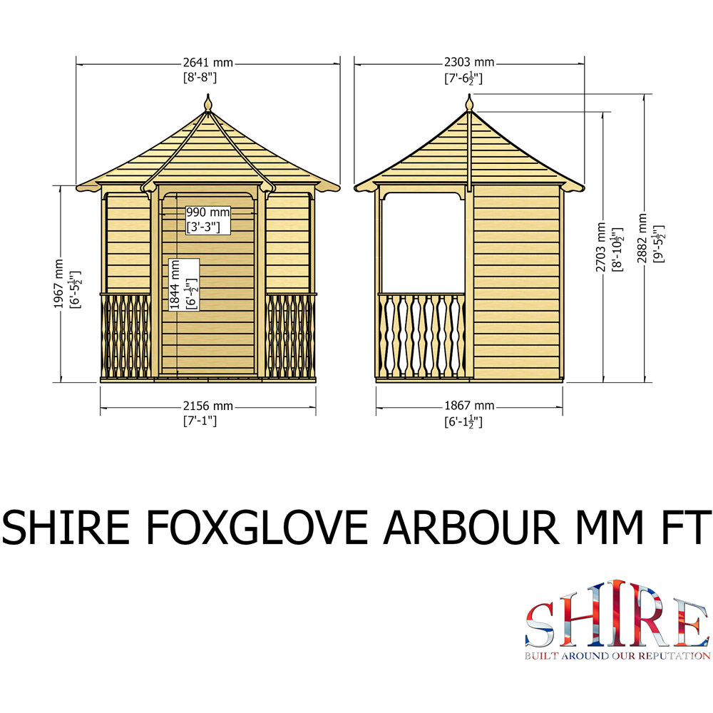 Shire Foxglove 7 x 6ft Pressure Treated Arbour Image 7