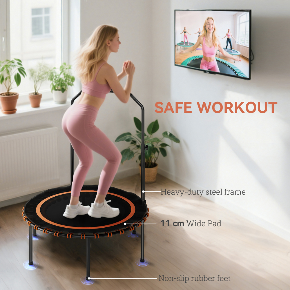 SPORTNOW 3.3ft Orange Foldable Rebounder Mini Trampoline with Handle Image 6