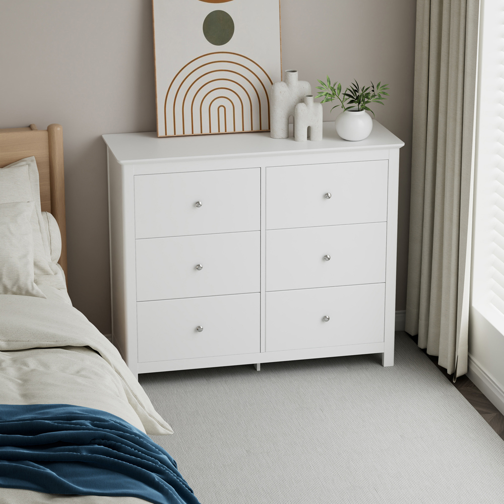 Core Products Nairn 6 Drawer White Wide Chest of Drawers Image 4