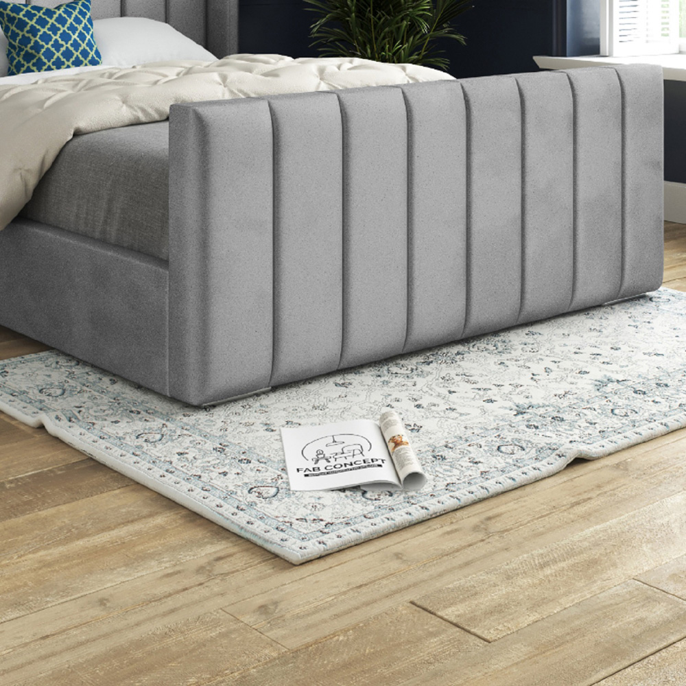 Romano Single Grey Soft Velvet Upholstered Bed Frame with Straight Winged Headboard Image 4