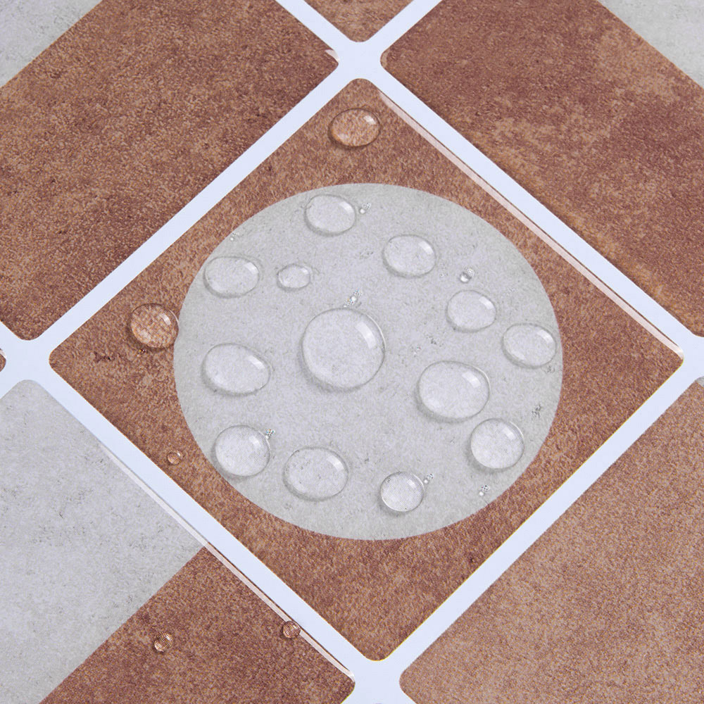 Living and Home Geometric Retro Coffee Peel and Stick Wall Tile Sticker 10 Pack Image 4