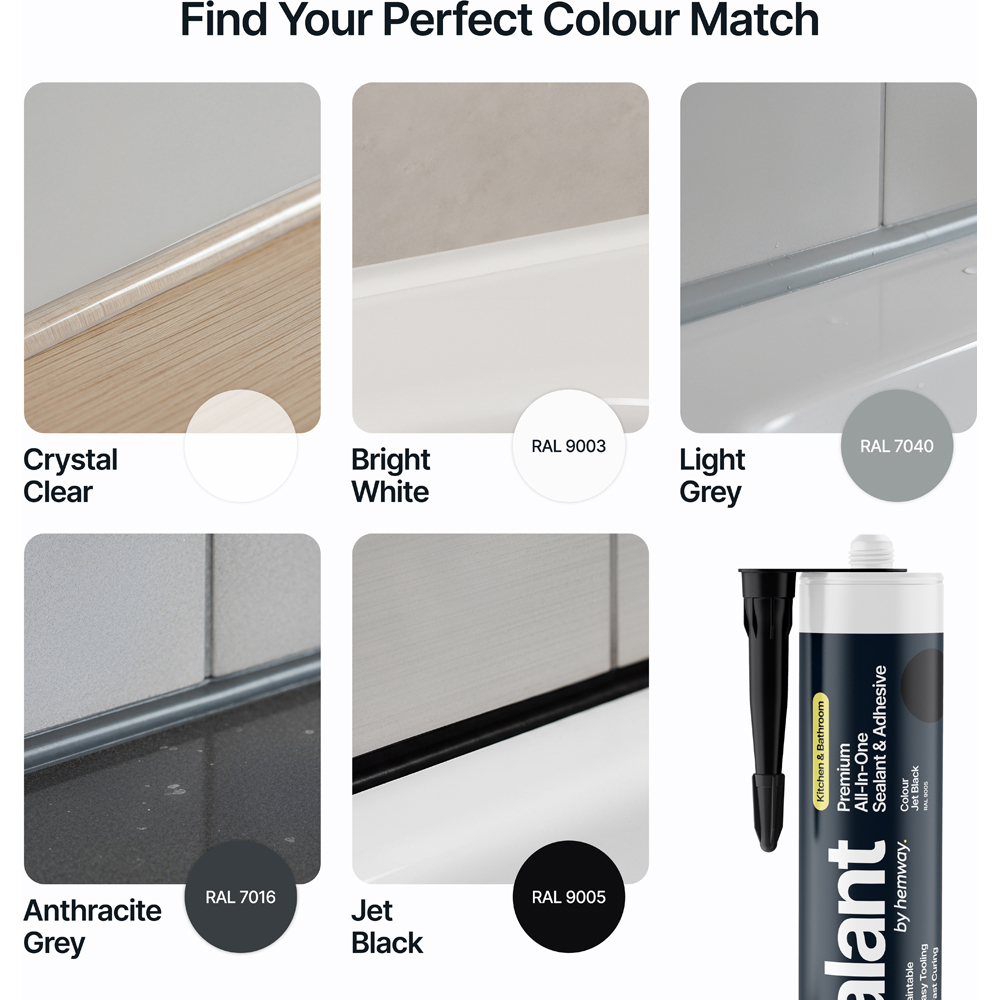 Hemway Premium All-in-One Jet Black Sealant and Adhesive 300ml Image 5