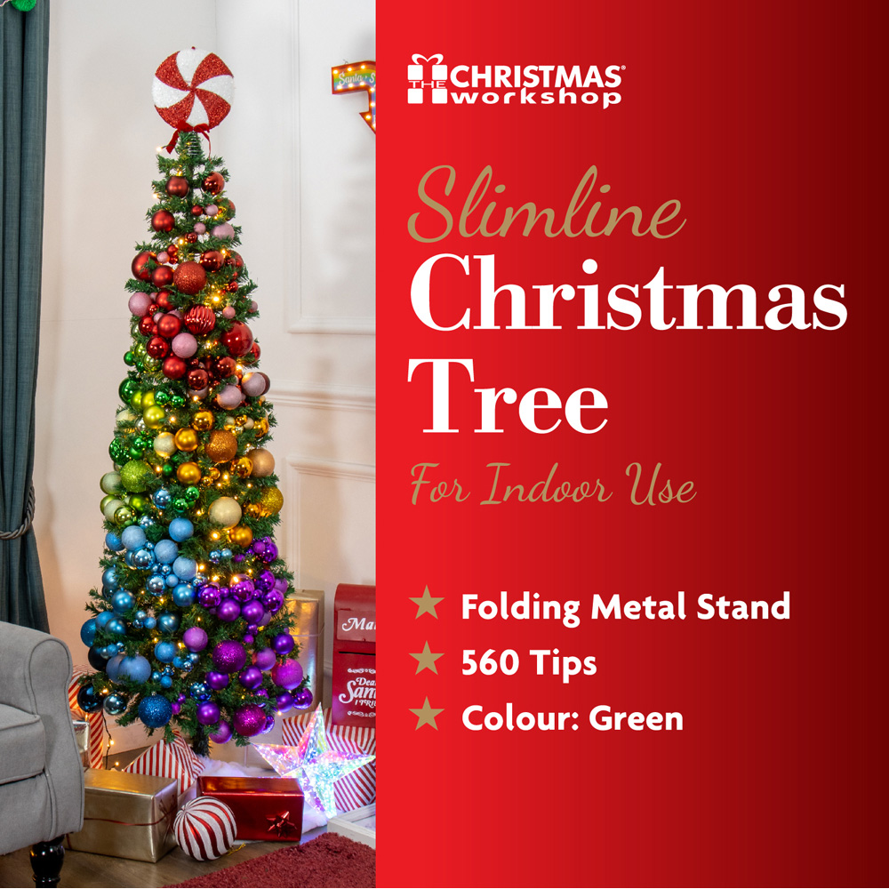 The Christmas Workshop Green Slim Line Christmas Tree 6ft Image 6