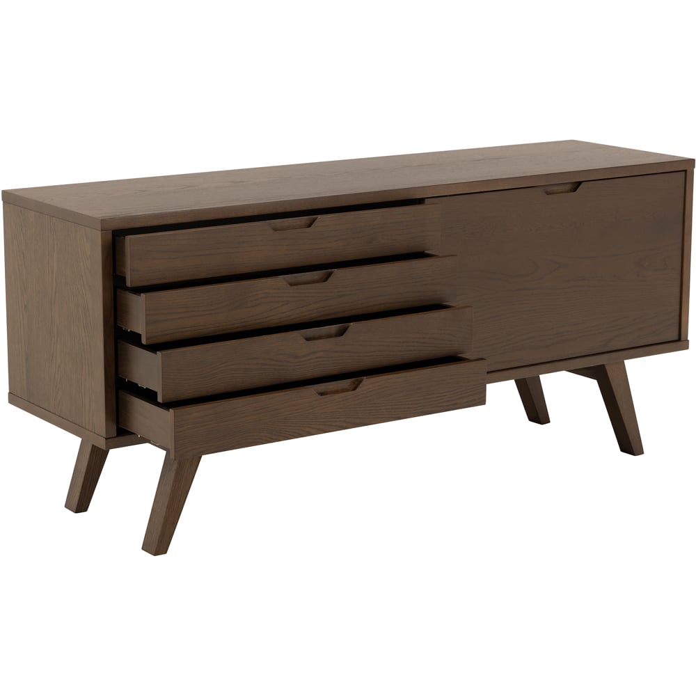 Florence A Line 4 Drawer Smoked Oak Sideboard with Sliding Door Image 5