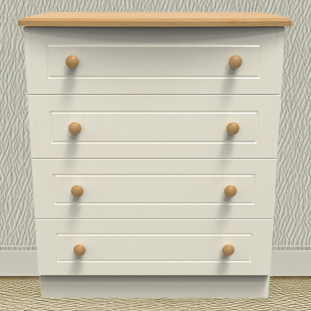 Crowndale Warwick 4 Drawer Cream Ash and Oak Chest of Drawers Image 1