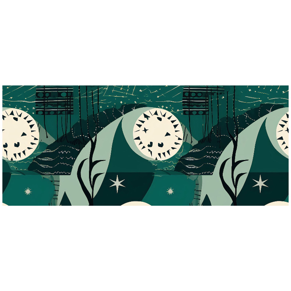 Warren Reed Designer Abstract Green Cream Moon and Stars Glass Bathroom Splashback 25 x 60cm Image 2