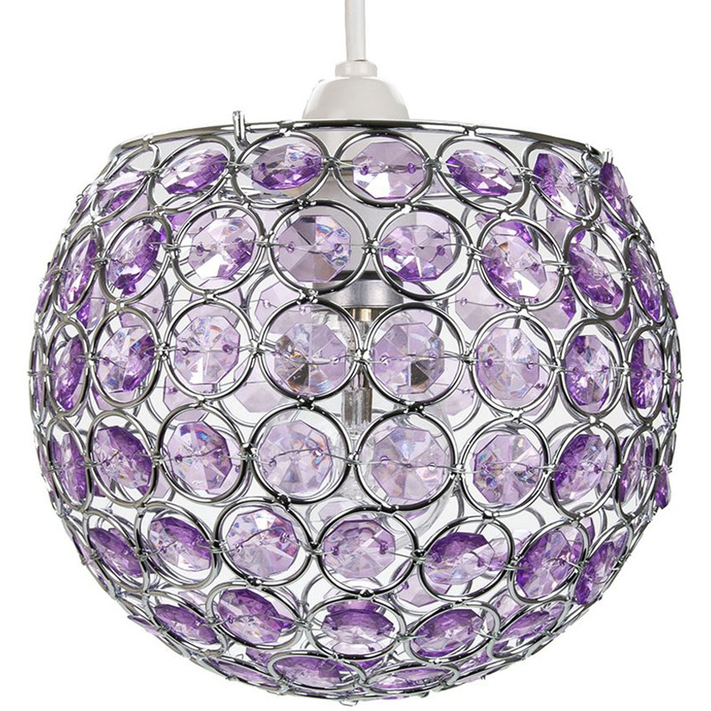 Happy Homewares Modern Round Globe Small Purple Acrylic Bead Jewels Pendant Shade Image 1