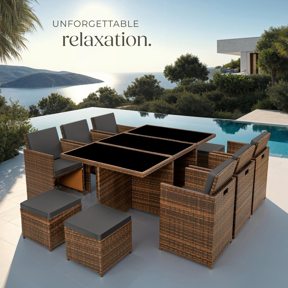 tectake New York 10 Seater Black and Brown Dining Table Image 8