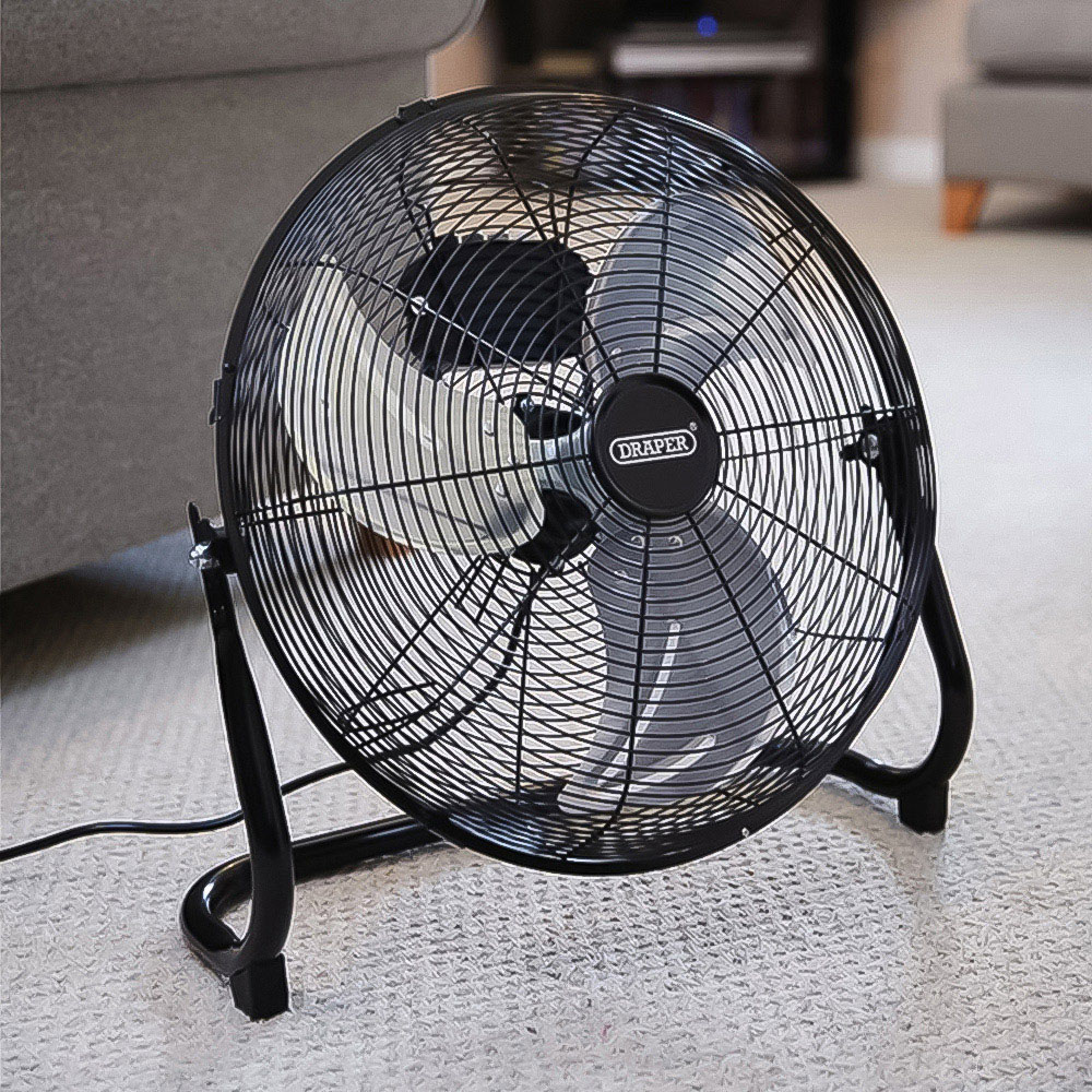 Draper Black and Silver High Velocity Floor Fan 16 inch Image 2
