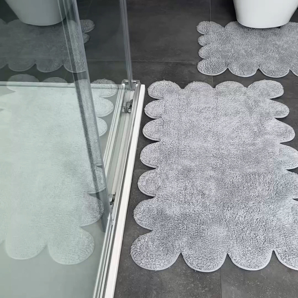 Allure Bath Fashions 2 Piece Scallop Light Grey Bath Mat Set Image 5