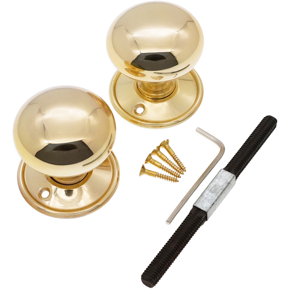 Spira Brass Polished Brass Cottage Large 50mm Rim and Mortice Door Knob 2 Pack Image 4