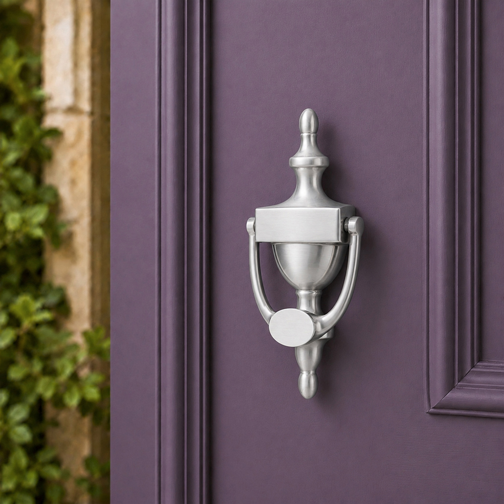 Spira Brass Satin Chrome Victorian Large Door Knocker Image 2