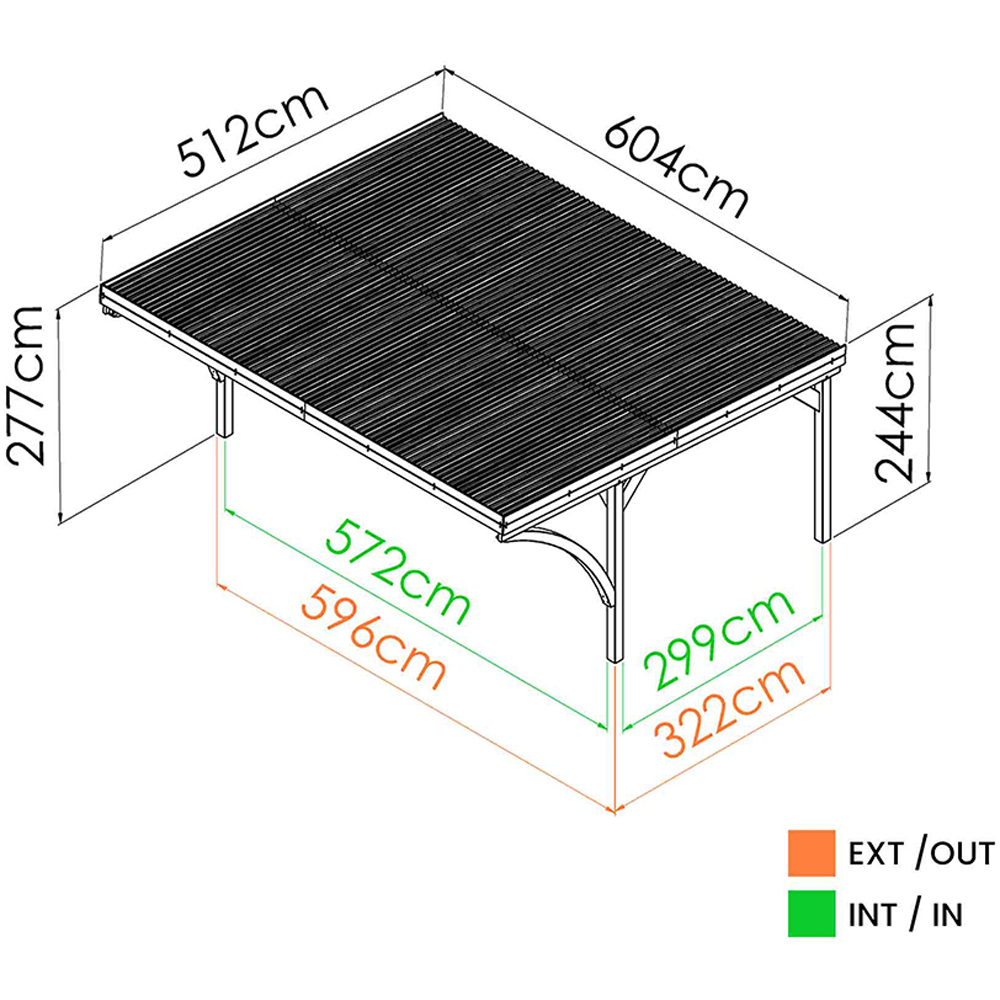 Cerland Victor Modern Double Wooden Carport 19.6 x 16.4ft Image 6