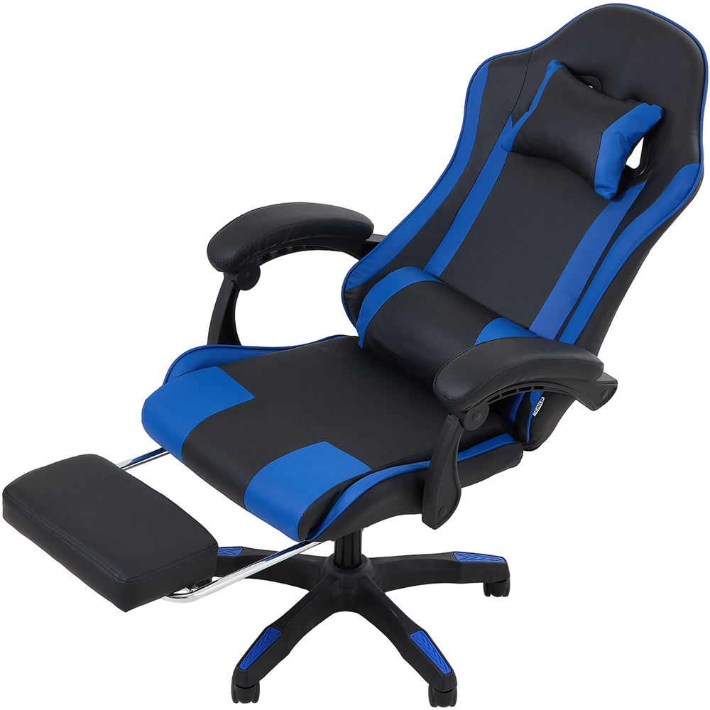 Living and Home Blue and Black Gaming Chair with Footrest Image 3