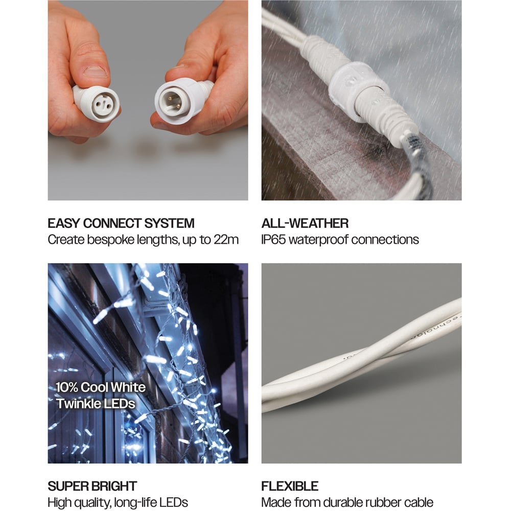 Eagle Connect 60 Cool White LED White Icicle Light 2m Image 6