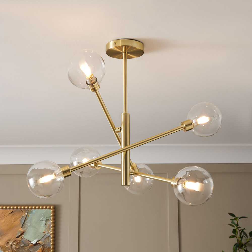 Inlight Sola 6 Light Semi Flush Black Ceiling Light Image 5