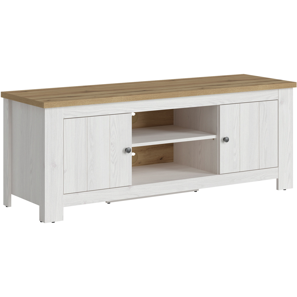 Florence Celesto 2 Door 2 Shelf White and Oak TV Unit Image 2