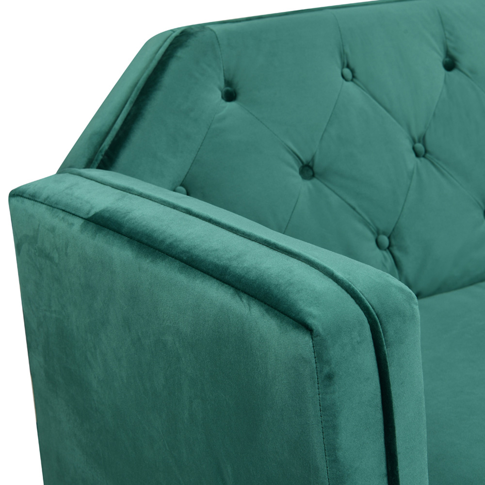 Comfy Living 3 Seater Green and Gold Plush Velvet Tufted Sofa Bed Image 5