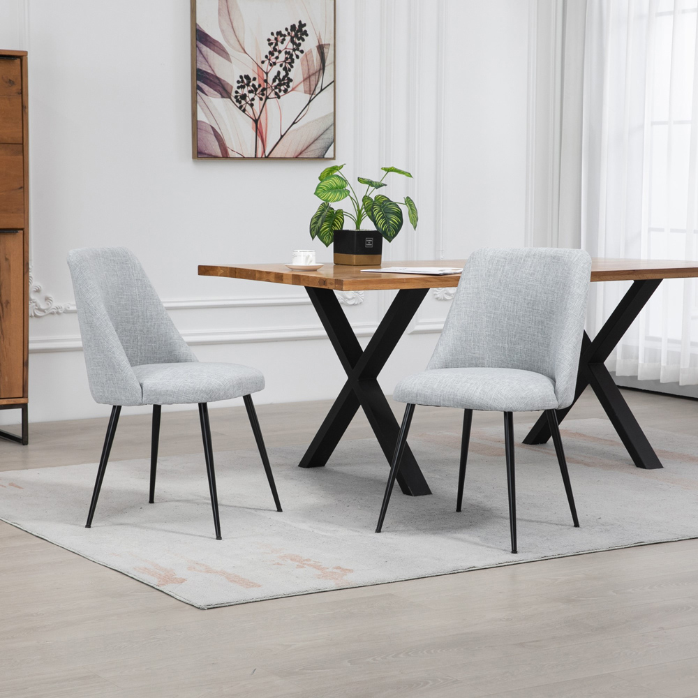Artemis Home Morandi Set of 2 Light Grey Fabric Dining Chairs Image 3