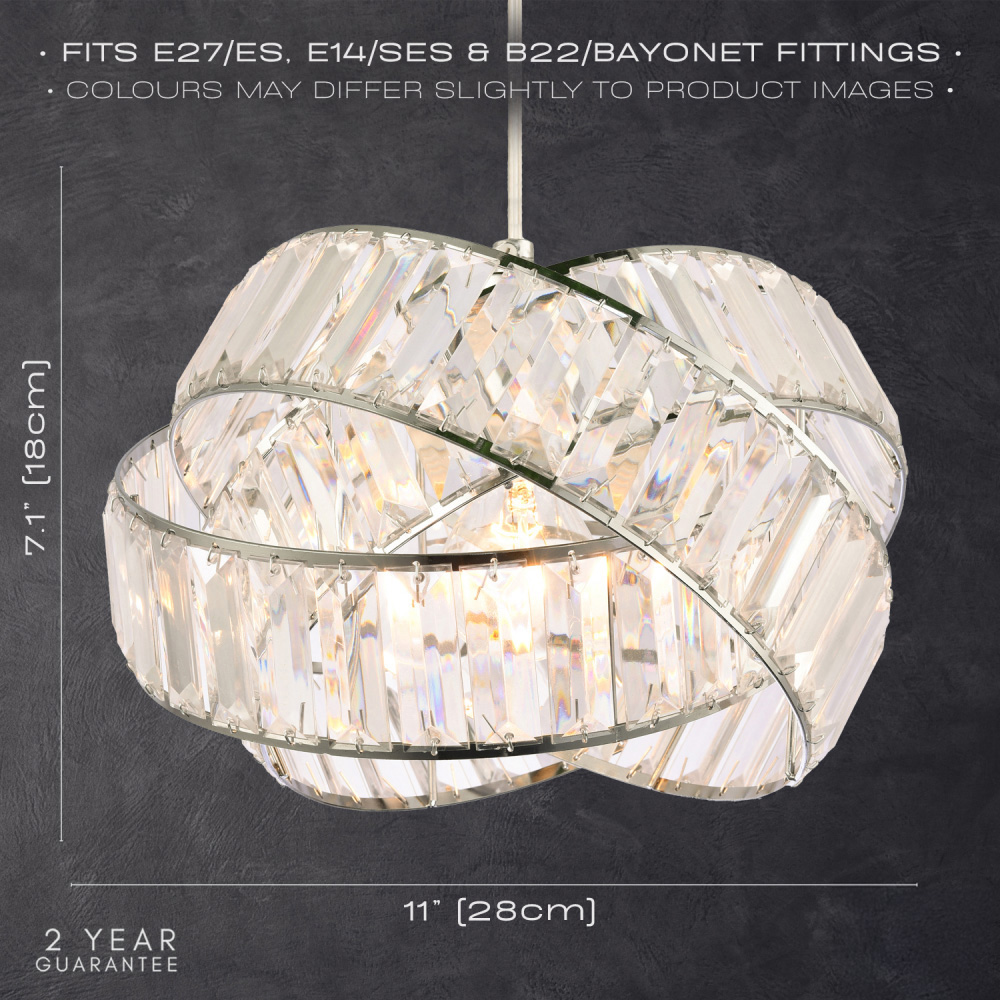 Happy Homewares 3 Ring Chrome Pendant Lighting Shade Image 7