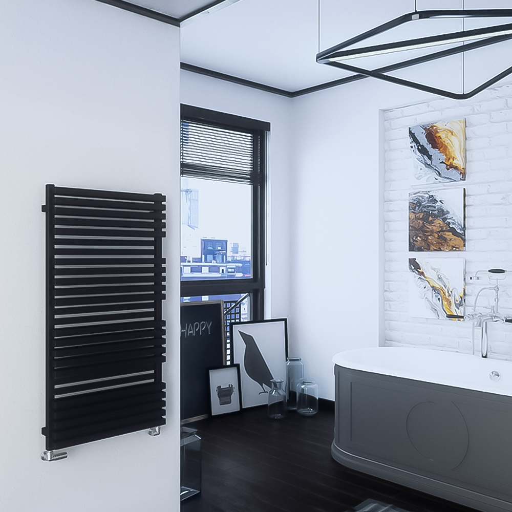 Terma Quadrus Bold 3795BTU Metallic Black Heated Towel Rail 1185 x 600mm Image 4