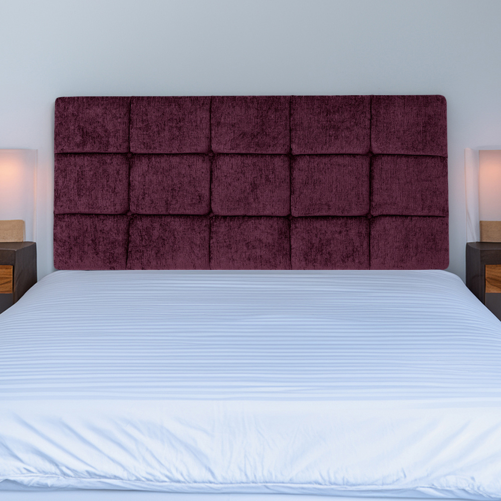Bedmaster Pearl King Size Aubergine Chenille Squared Headboard Image 1