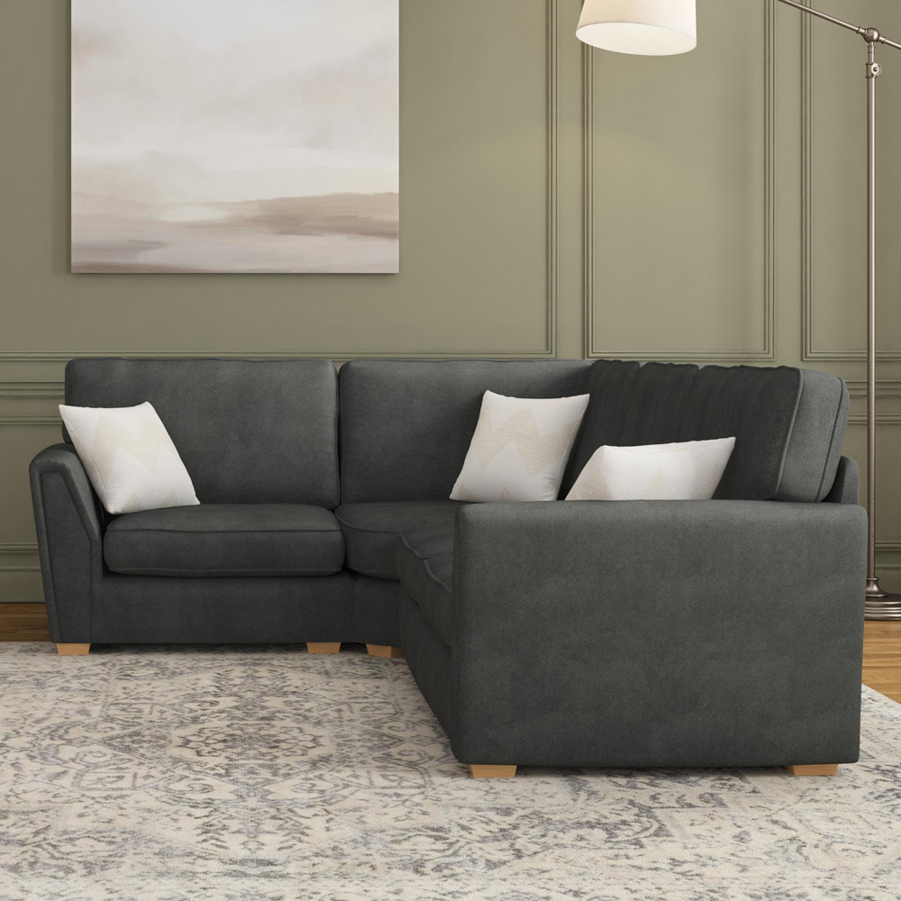 Wendleberry 3 Seater Steel Plush Velvet Fixed Back Left Hand Corner Sofa Image 5