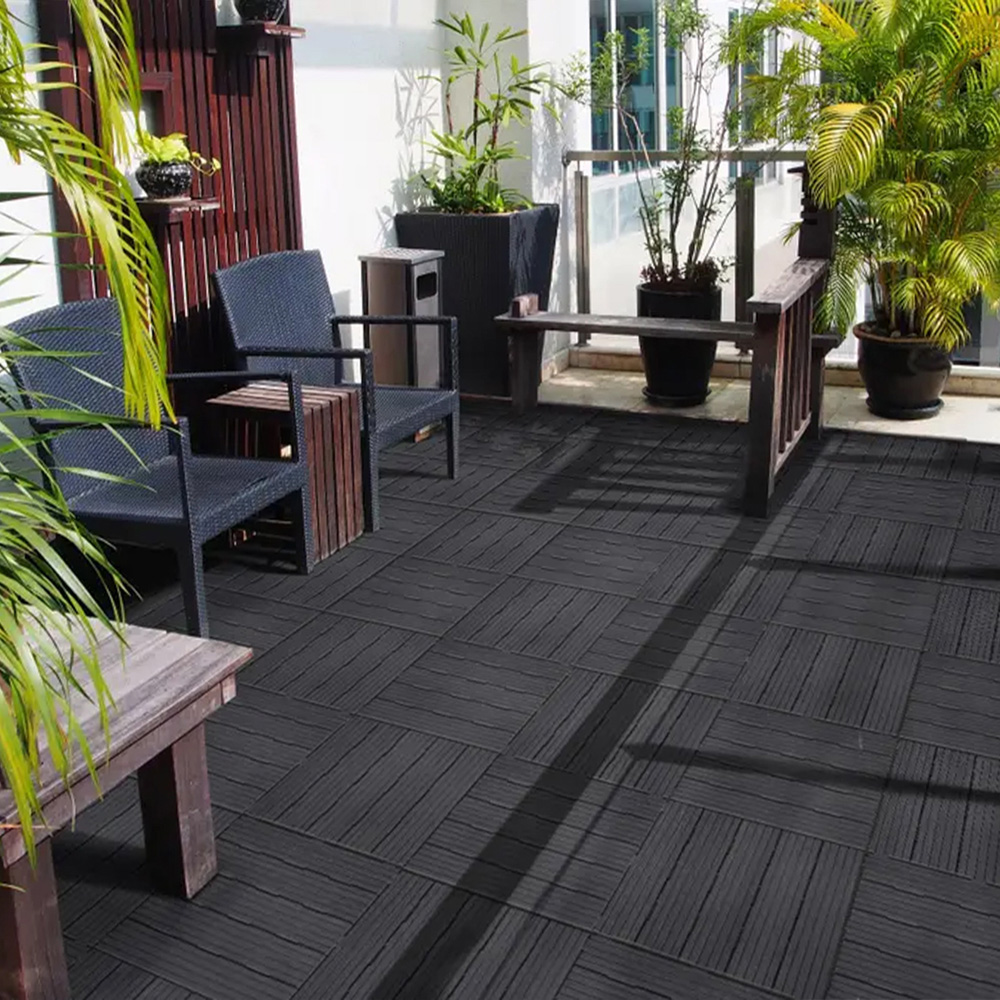 Oseasons Cosmopolitan Graphite Eco Interlocking Decking Tiles 30 x 30cm 10 Pack Image 2